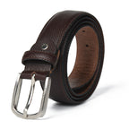Nawaabi Executive Profile Leather Belt – Crosshatch Dark Brown
