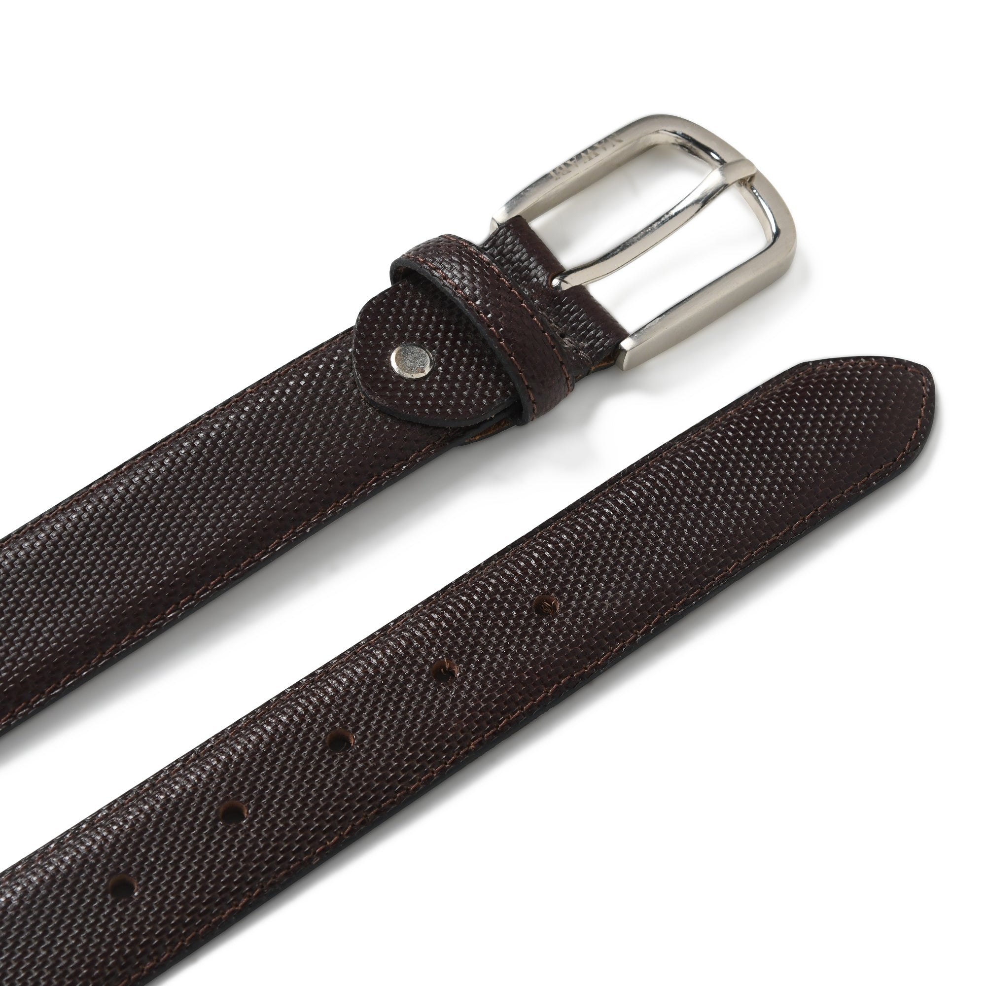 Nawaabi Executive Profile Leather Belt – Crosshatch Dark Brown