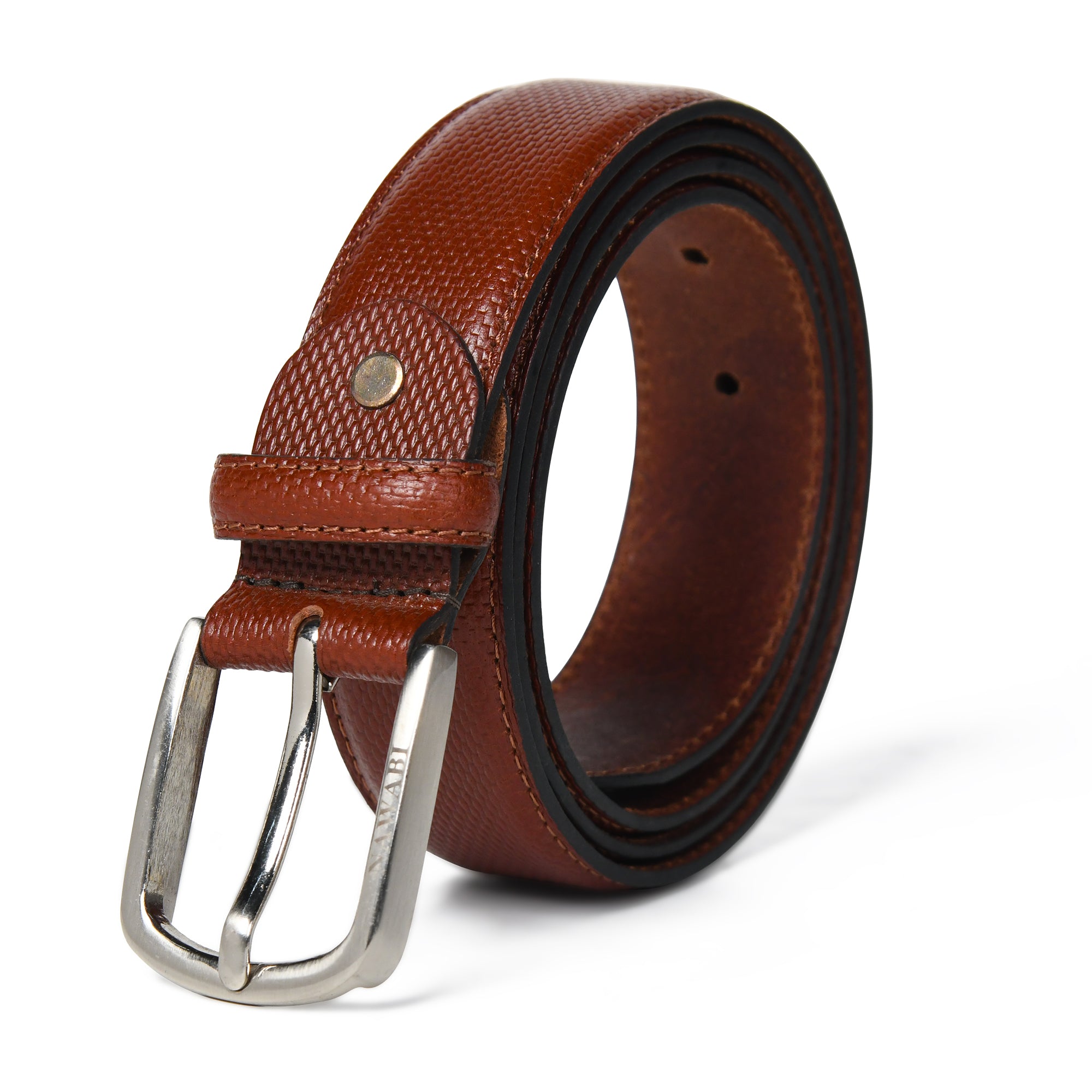 Nawaabi Executive Profile Leather Belt – Crosshatch Light Brown