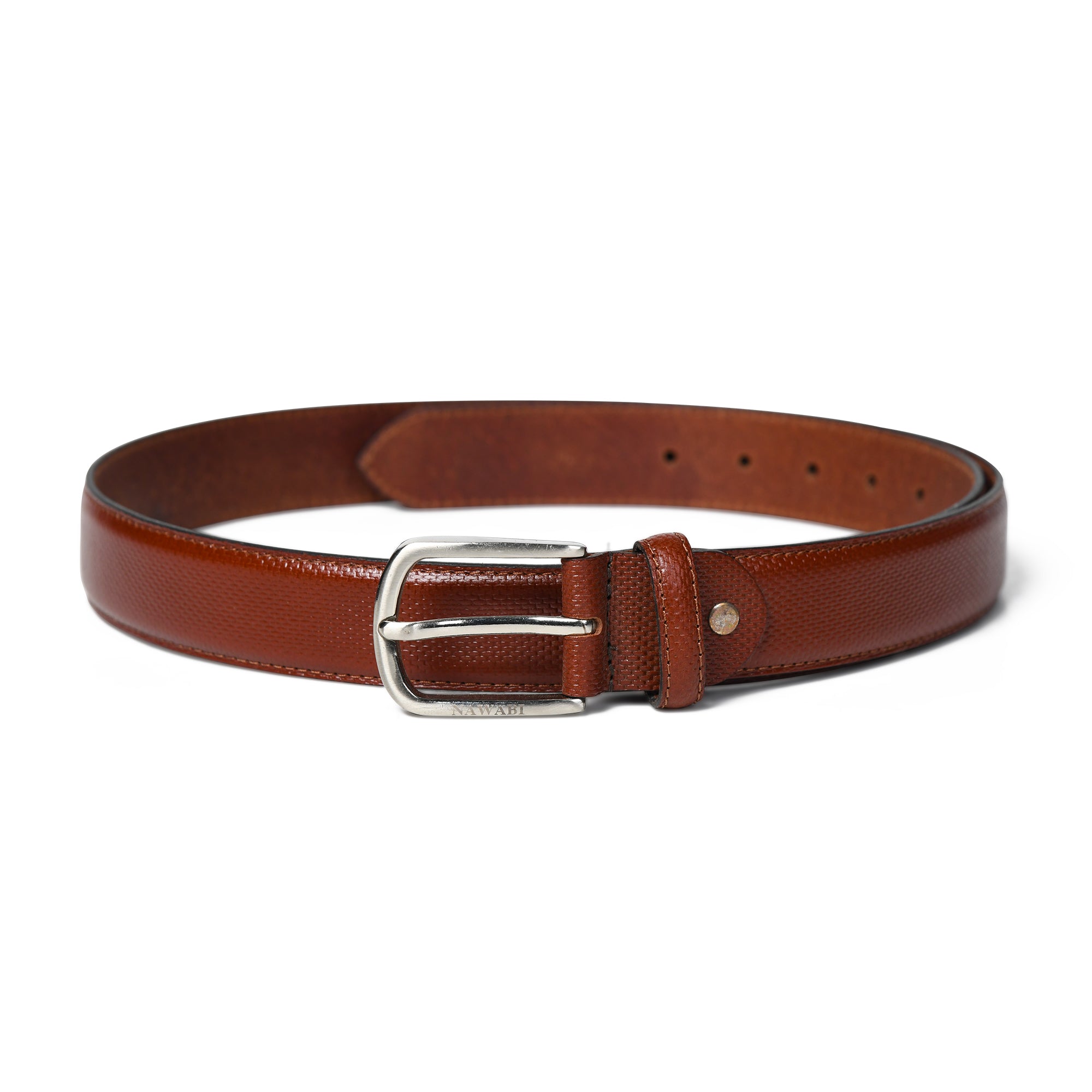 Nawaabi Executive Profile Leather Belt – Crosshatch Light Brown
