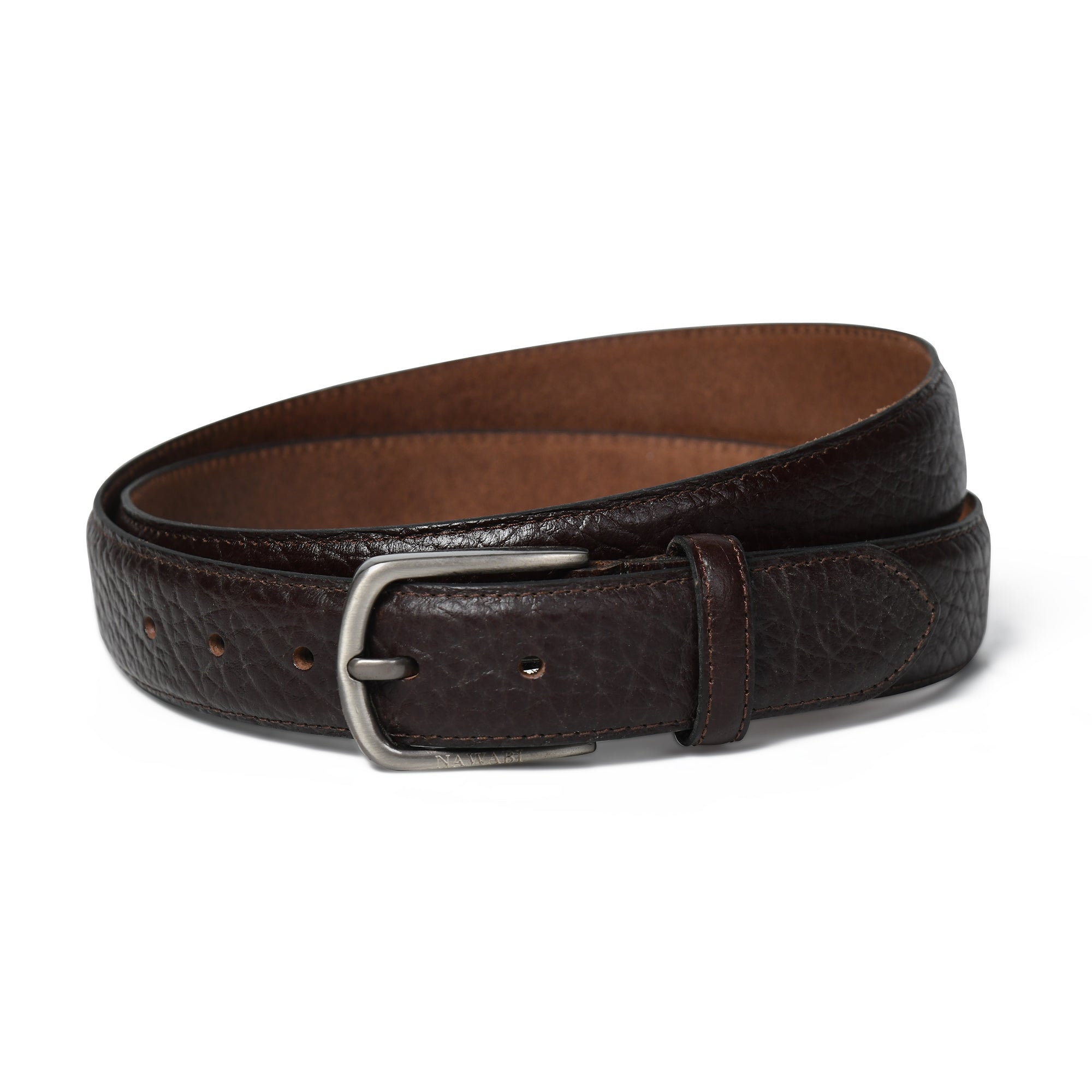 Nawaabi Executive Profile Leather Belt – Antique Dark Brown