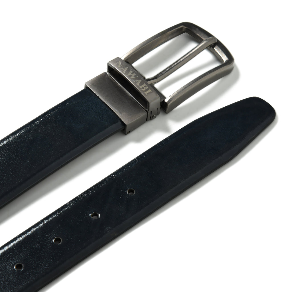 Nawaabi Executive Profile Leather Belt – Plain Black