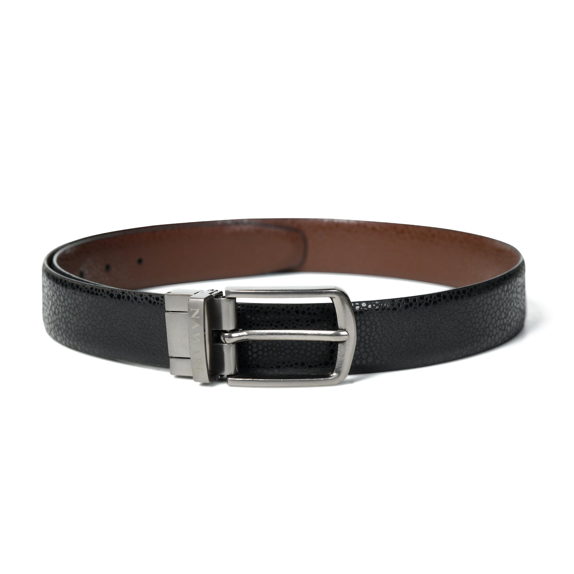 Nawaabi Executive Profile Leather Belt – Pebble Textured Black
