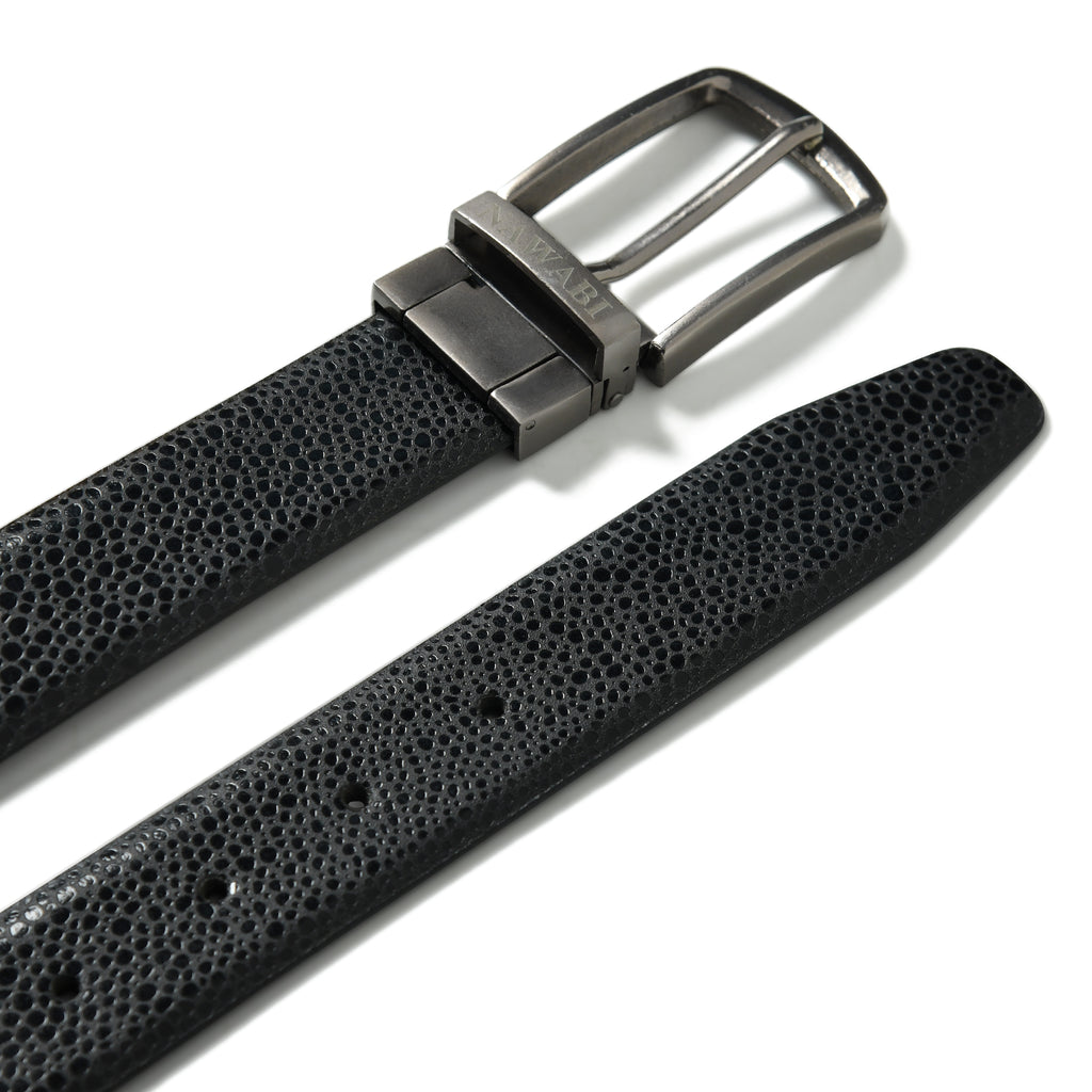 Nawaabi Executive Profile Leather Belt – Pebble Textured Black