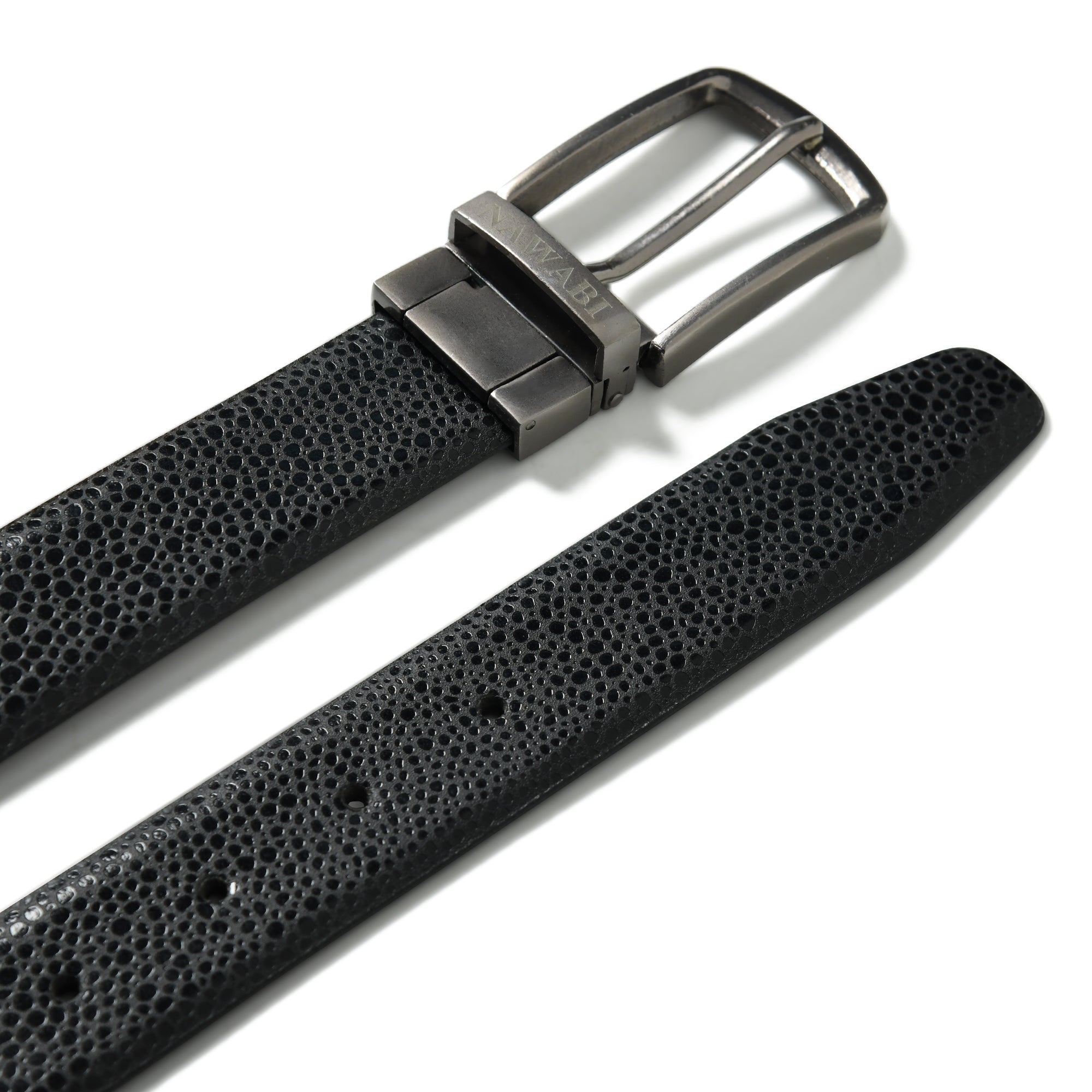 Nawaabi Executive Profile Leather Belt – Pebble Textured Black