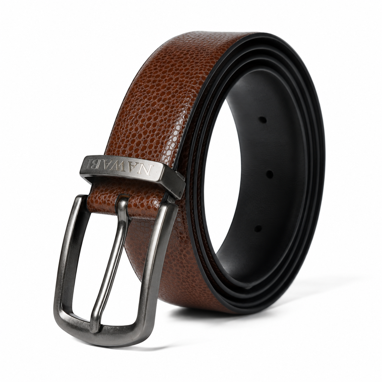 Nawaabi Executive Profile Leather Belt – Pebble Textured Brown