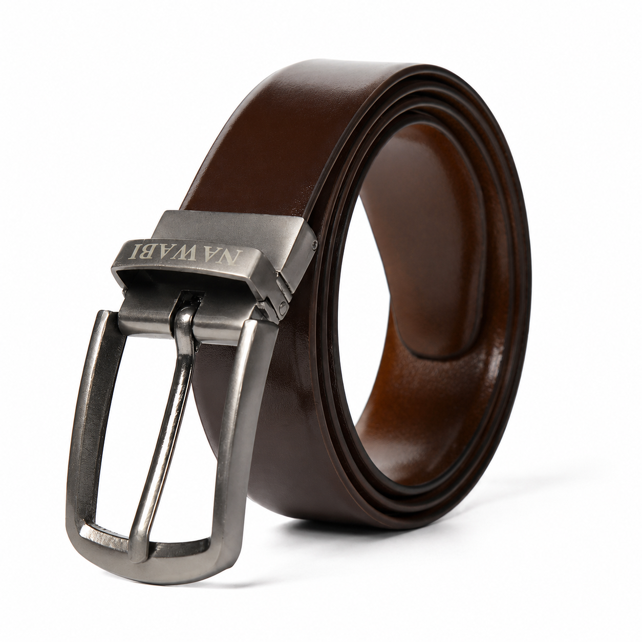 Nawaabi Executive Profile Leather Belt – Plain Brown